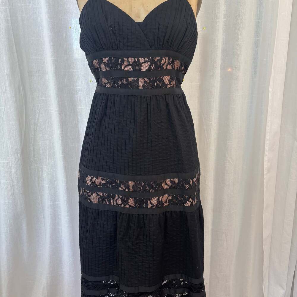 Betsey Johnson Black Lace Midi Slip Dress sz Women's 6